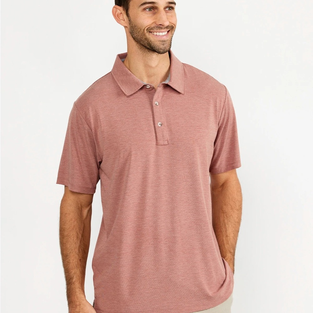 Free Fly Bamboo Flex Polo - Brick Heather size L